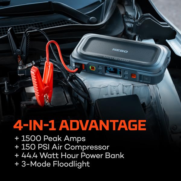 NEBO Assist AIR 1500XP - Arrancador de Salto para Coche, Camión y SUV