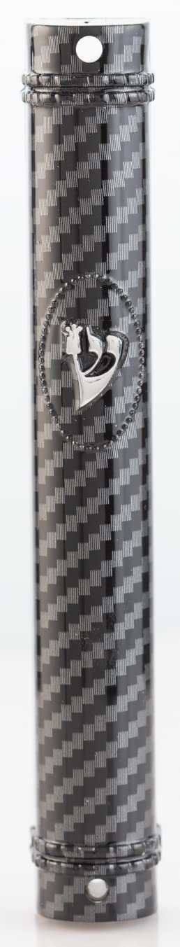 MEZUZAH - Soporte para funda (shidell), plástico semirredondo plateado (fibra de carbono (negro - plateado), 12)
