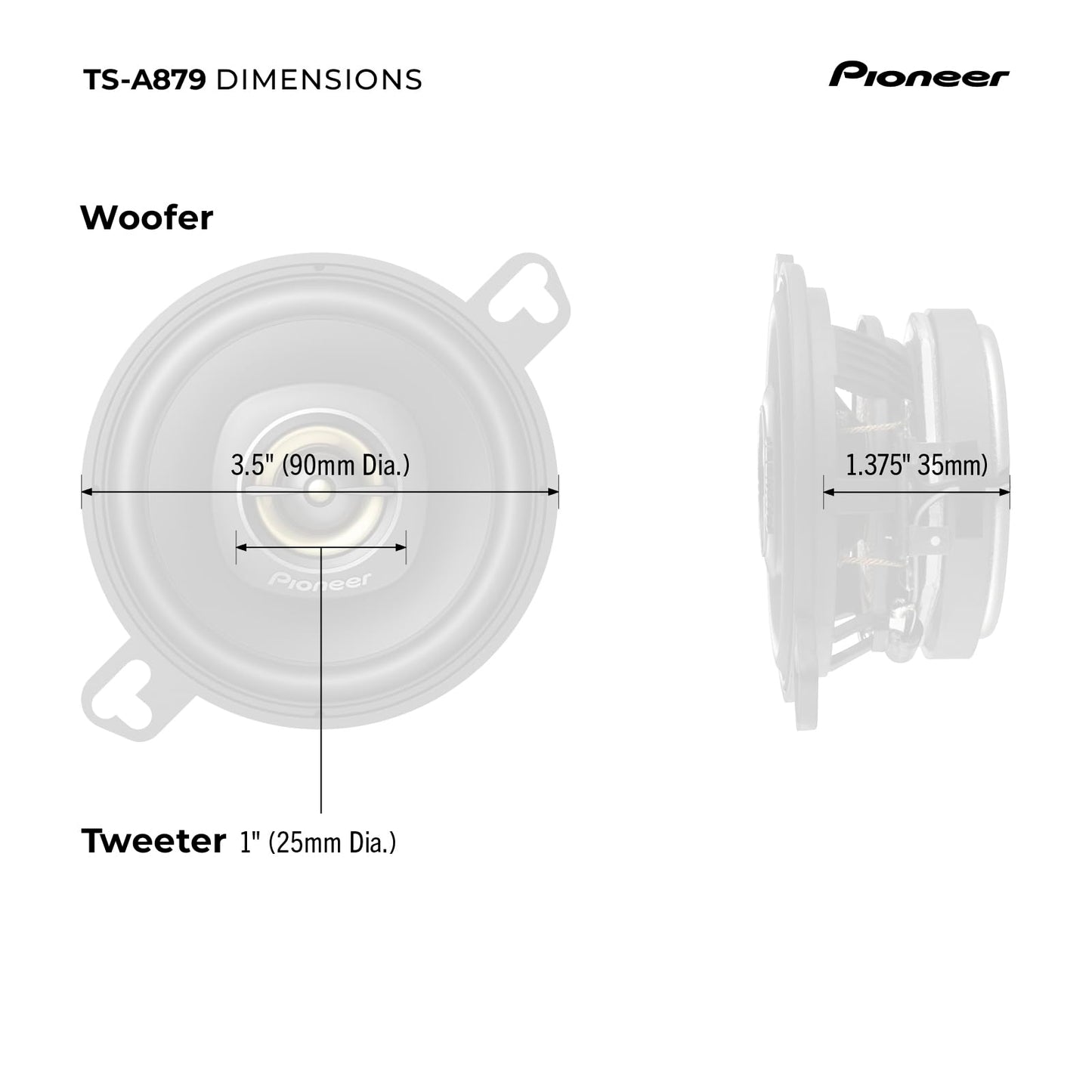 Altavoz Coaxial Serie A Pioneer Negro 2 Vías 450W