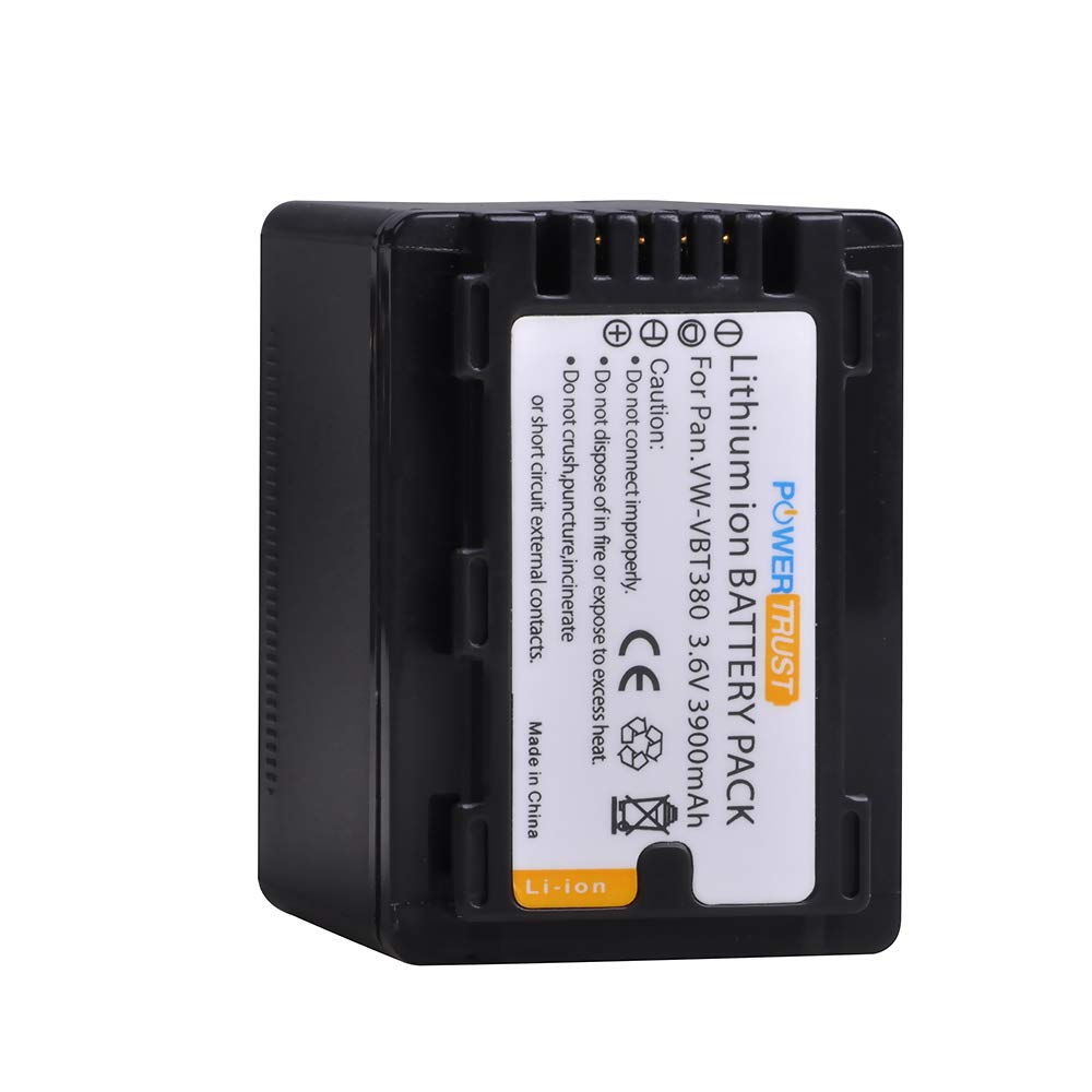 Batería y Cargador USB PowerTrust para Panasonic VW-VBT380 VW-VBT190 Negro