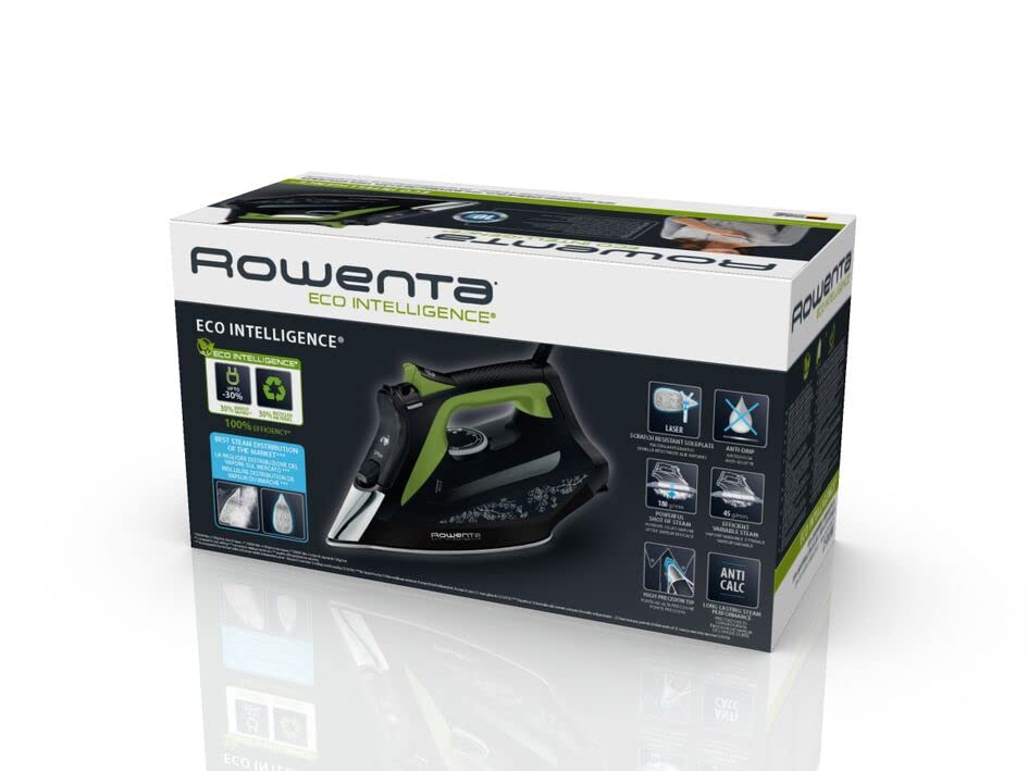 Plancha de Vapor Rowenta Negro Verde Eco Intelligence 2500 W Distribución Óptima