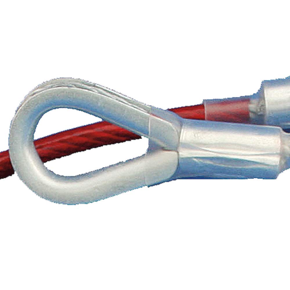 Peakworks V8208003 - Correa de anclaje de cable con 2 anillos de ojo, cable galvanizado recubierto de PVC, 1/4 pulgadas de grosor, rojo, V8208003