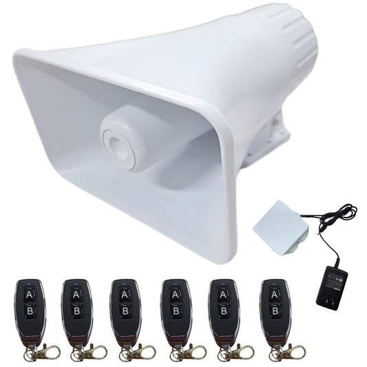 Clicklife Sirena de Alarma Vecinal con 6 Controles Remotos, Frecuencia 433 MHz, 30W, Resistente a la Intemperie, Ideal para Hogares, Negocios y Escuelas