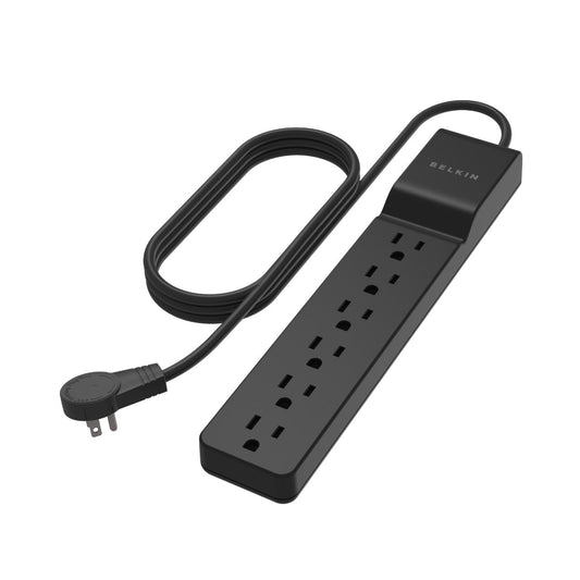 Belkin BSE600-06BLK-WM Supresor de Picos, 6 Salidas, Cable 1.82 metros, 600J, Negro