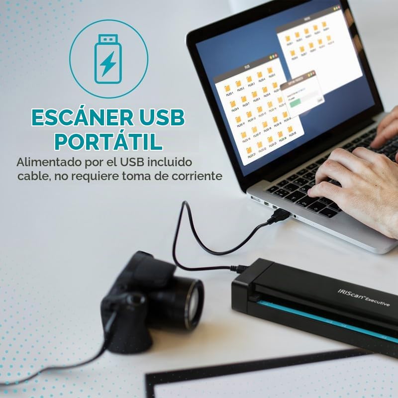 Escáner Portátil IRIScan Executive v4pro Platino Duplex para Documentos y Recibos con Editor de PDF para Computadoras