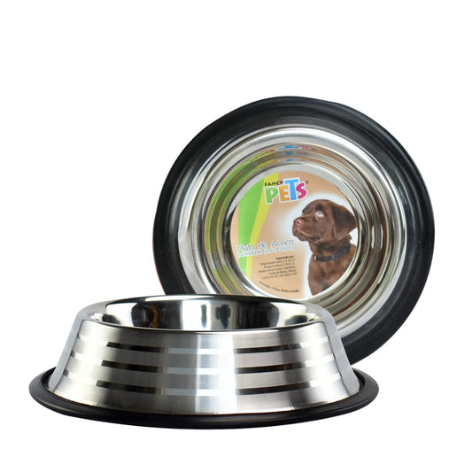 Plato Estriado de Acero Inoxidable Fancy Pets Antiderapante para Perro 32 Onzas