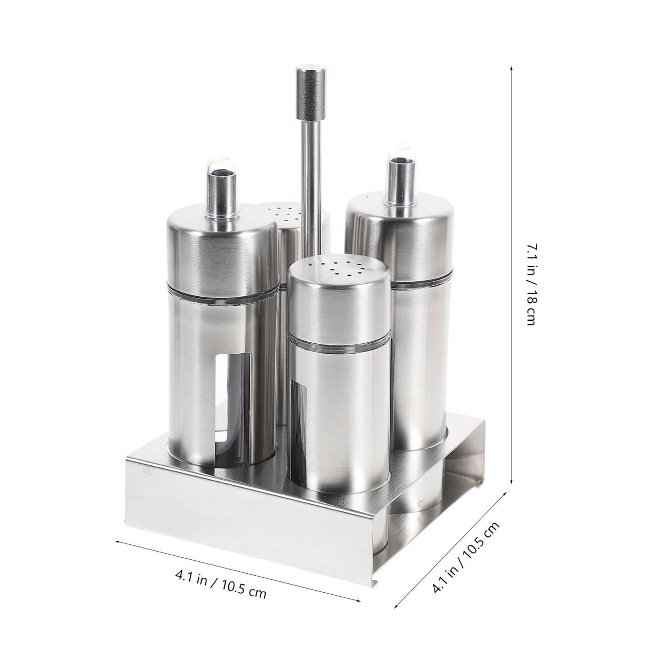 Botellas De Condimentos De Acero Inoxidable Con Soporte Base Contenedores Para Sal Pimienta Vinagre Y Salsas Diseño Transparente Y Removible Para Cocina Y Almacenamiento De Especias