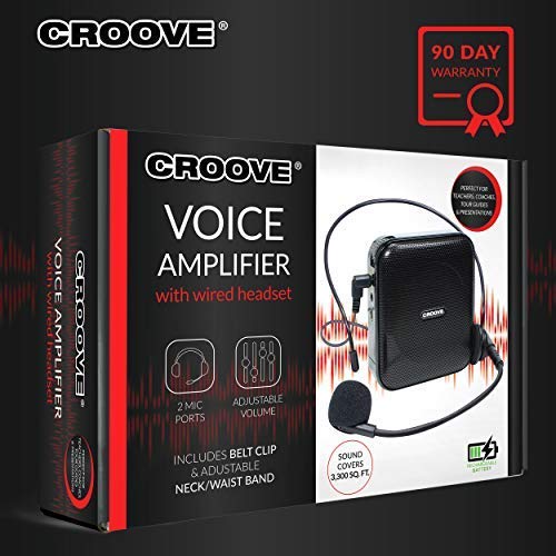 Amplificador de voz portátil recargable con 10 horas Duración de la batería, micrófono de auriculares con altavoz, correa para el cuello y clip para cinturón incluidos, cubre más de 3300 metros