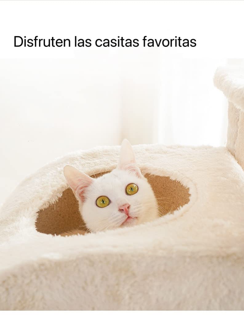 Rascador Árbol UNA MASCOTA Beige Diseño de Queso Varios Niveles para Gato