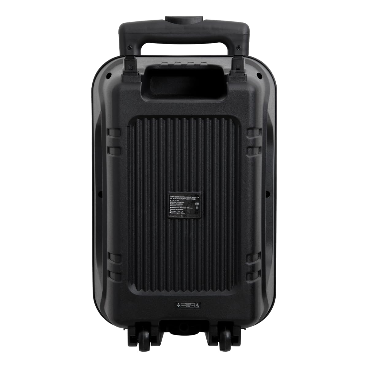 Bocina Bluetooth Tipo de 8 pulgdas con Luz Tipo Flama, KSR-Link, Recargable, Bluetooth, FM, USB, Micro SD, Micrófono Alámbrico, Trolley, Potencia de 20W RMS