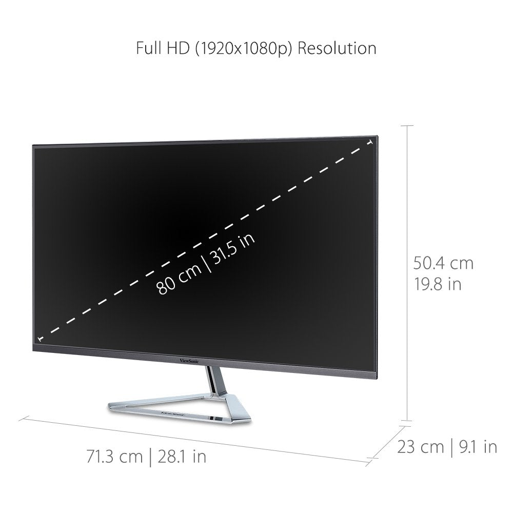 Monitor ViewSonic VX3276-MHD IPS 32 Pulgadas 1080p con Biseles Ultrafinos y DisplayPort
