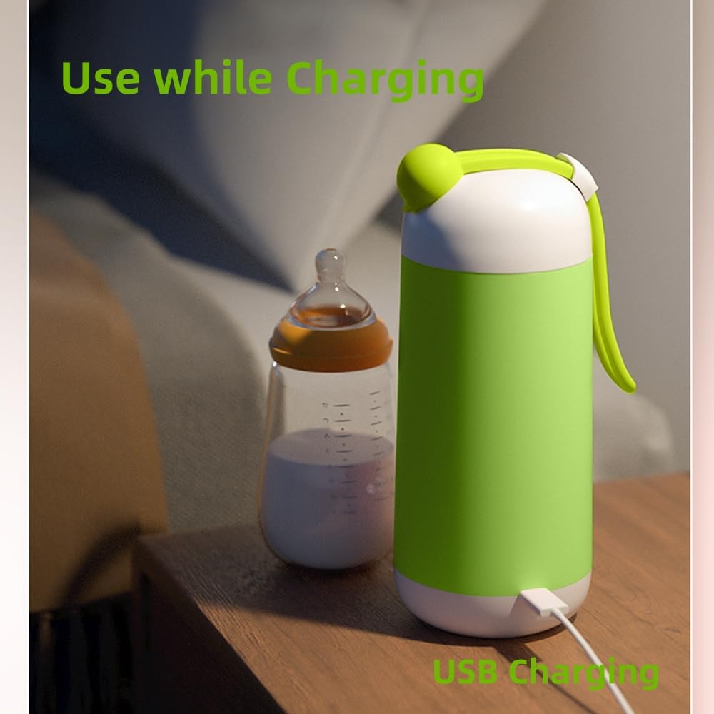 Calentador de biberones portátil, recargable por USB e inalámbrico para fórmula, leche materna o agua, capacidad de 10 onzas con temperatura ajustable y función de mantener el calor, ideal para viajes