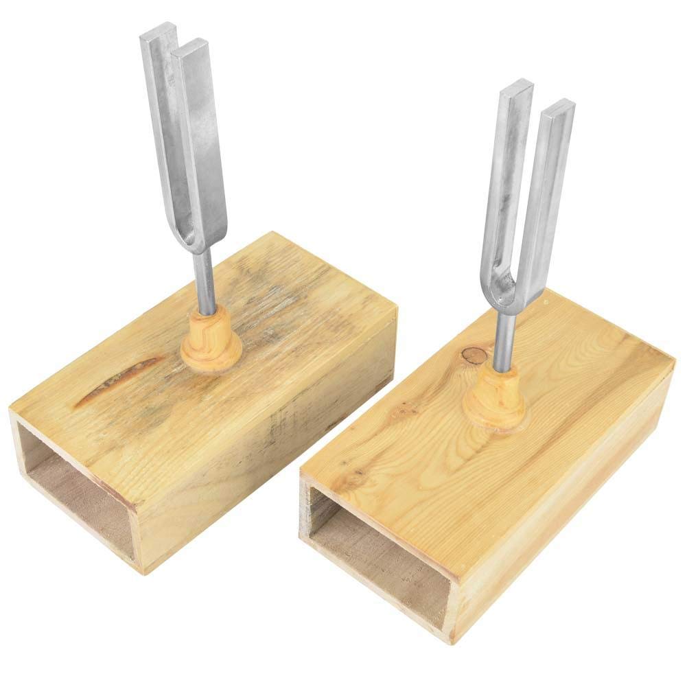 Diapasón, diapasón de viruta 440HZ con caja de resonador de madera y aldaba para diversos experimentos, como el sonido de la ocurrencia