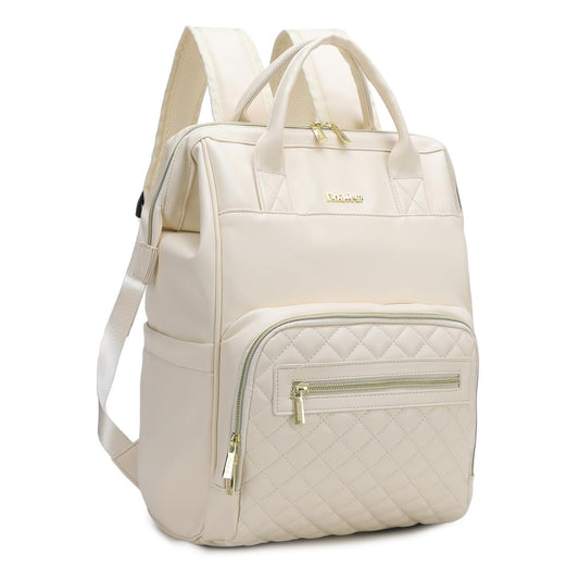 Mochila para Pañales Casule Beige Gran Capacidad en Piel Vegana Impermeable