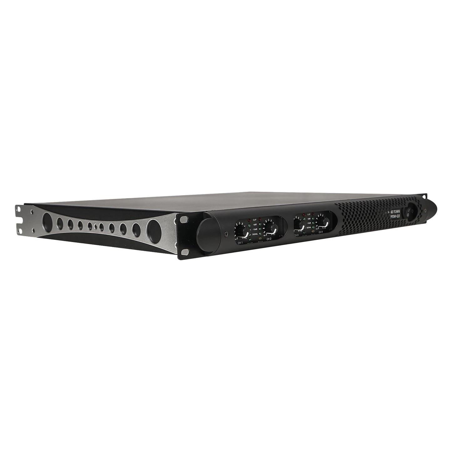 Amplificador de Potencia Sound Town Negro 4 Canales 1150W 4 Ohmios para Instalación y Conferencia