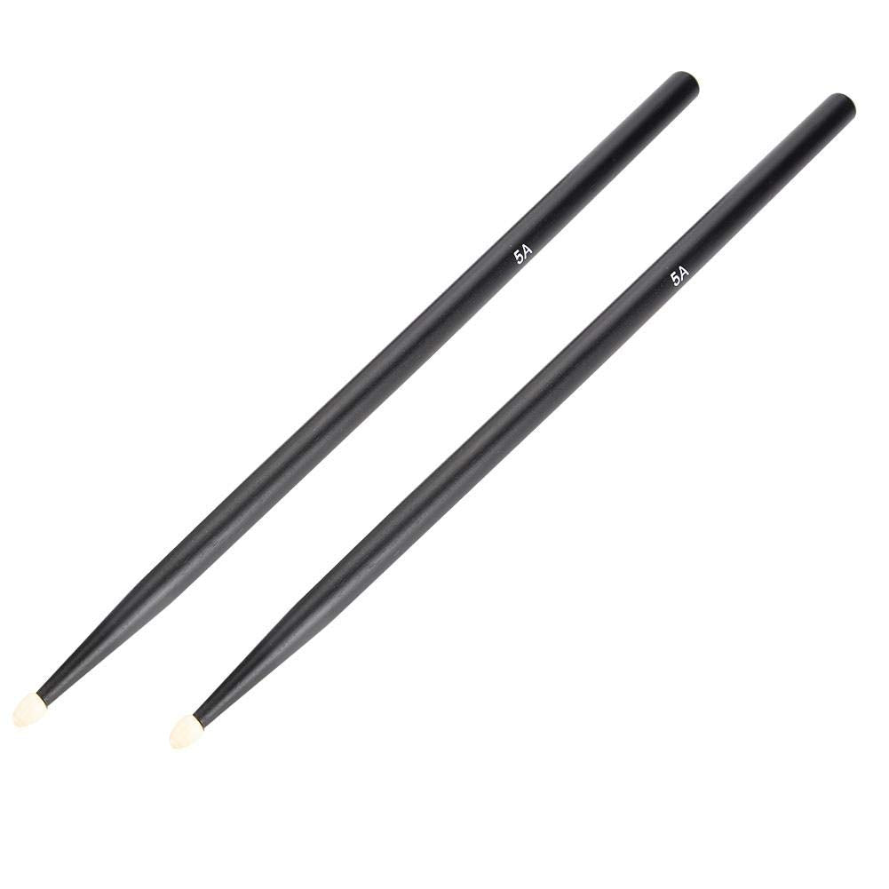 Baquetas de madera de arce, 1 par de baquetas 5A clásicas con punta de madera de arce para niños y adultos (negro)
