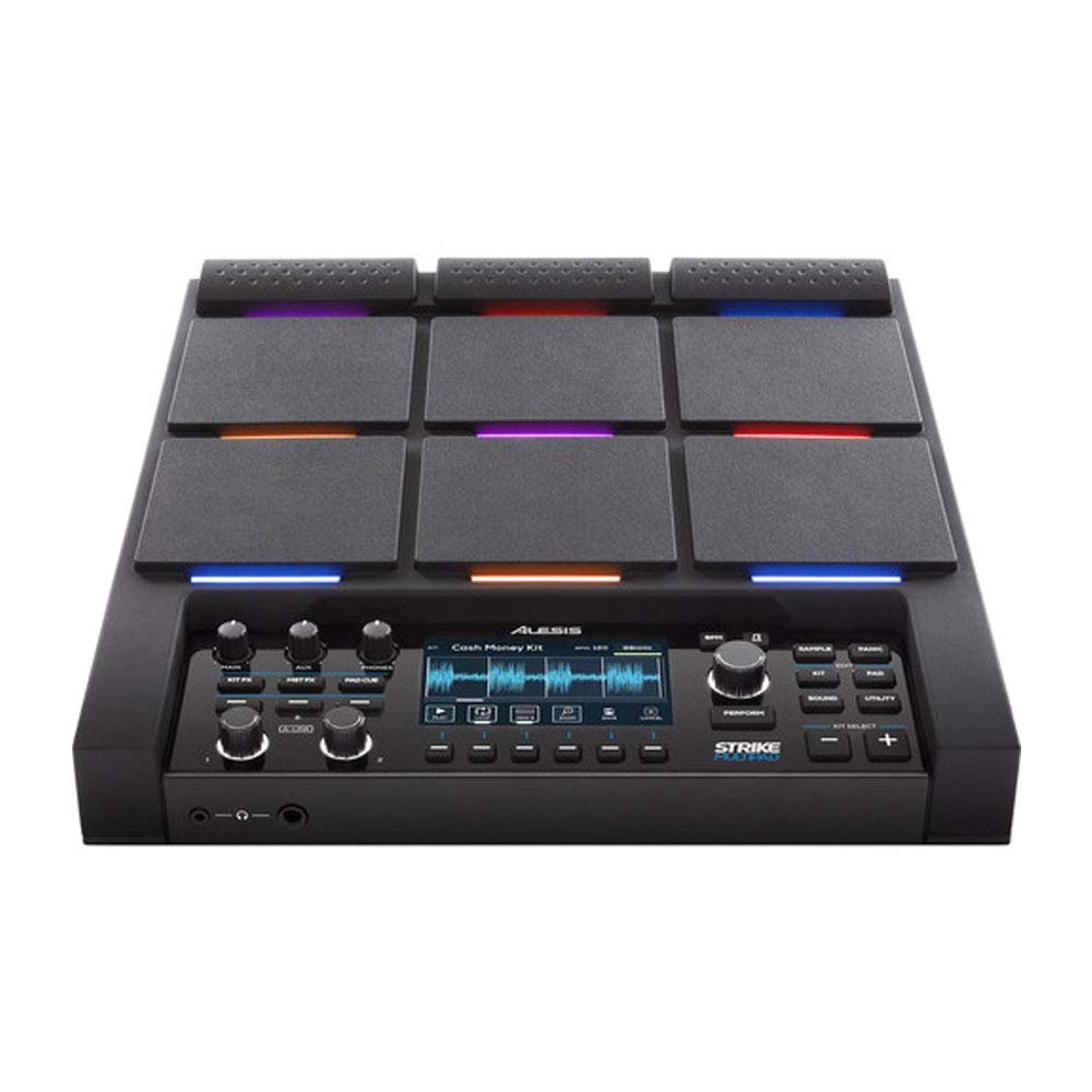 Alesis Strike Multipad - Pad de Percusión, 9 Disparadores RGB, Sampler, Looper, Tarjeta de Sonido 2 Entradas/2 Salidas, Carga de Samples USB, Pantalla