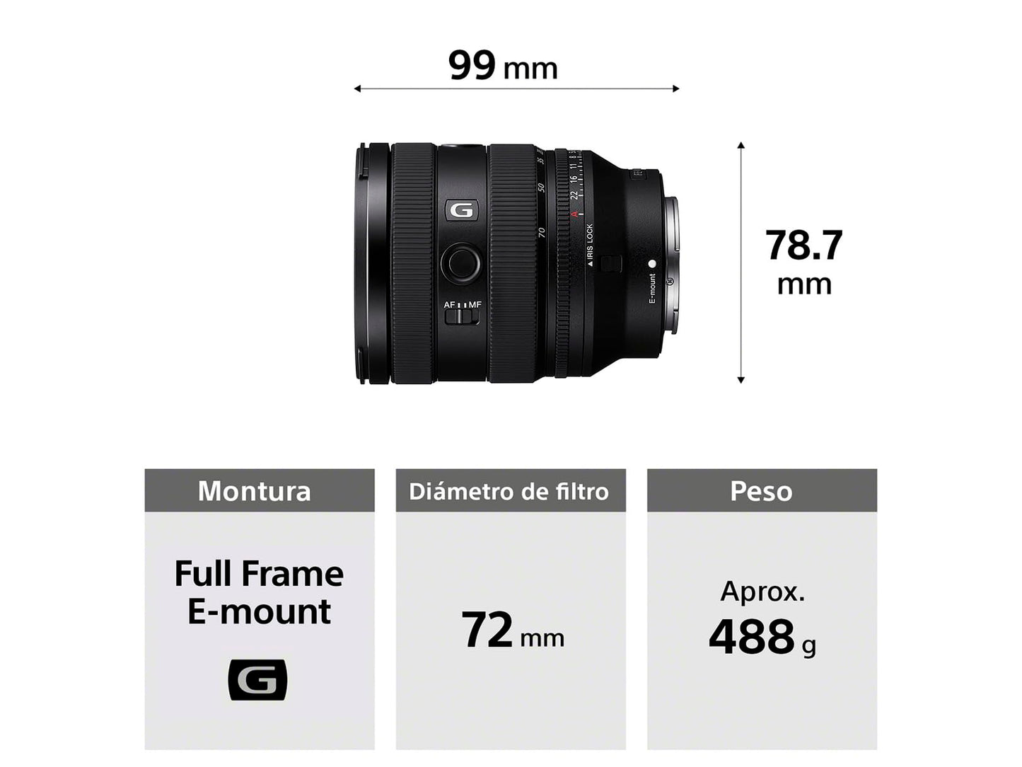 Lente E Sony FE 20-70 mm f/4 G