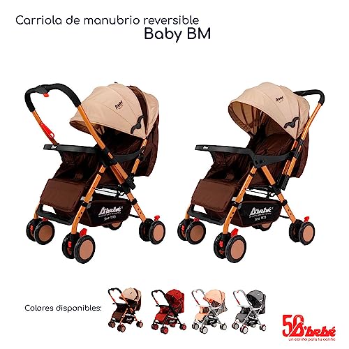 D´Bebé Carriola Baby BM Beige-Manubrio ajustable a 2 posiciones: posicion general y reversible -Respaldo con 3 posiciones de reclinado