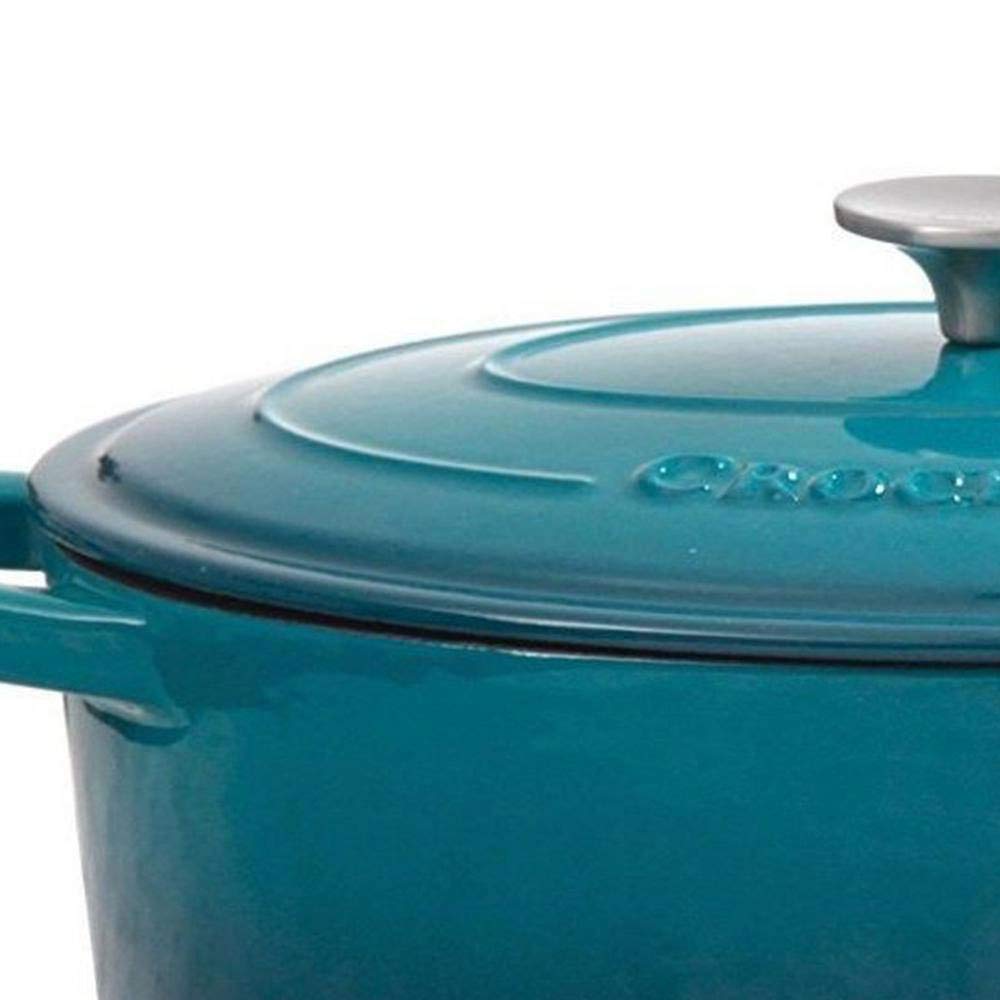 Crock Pot Olla, horno holandés redondo, Turquesa Degradado, 4.73 l, 1