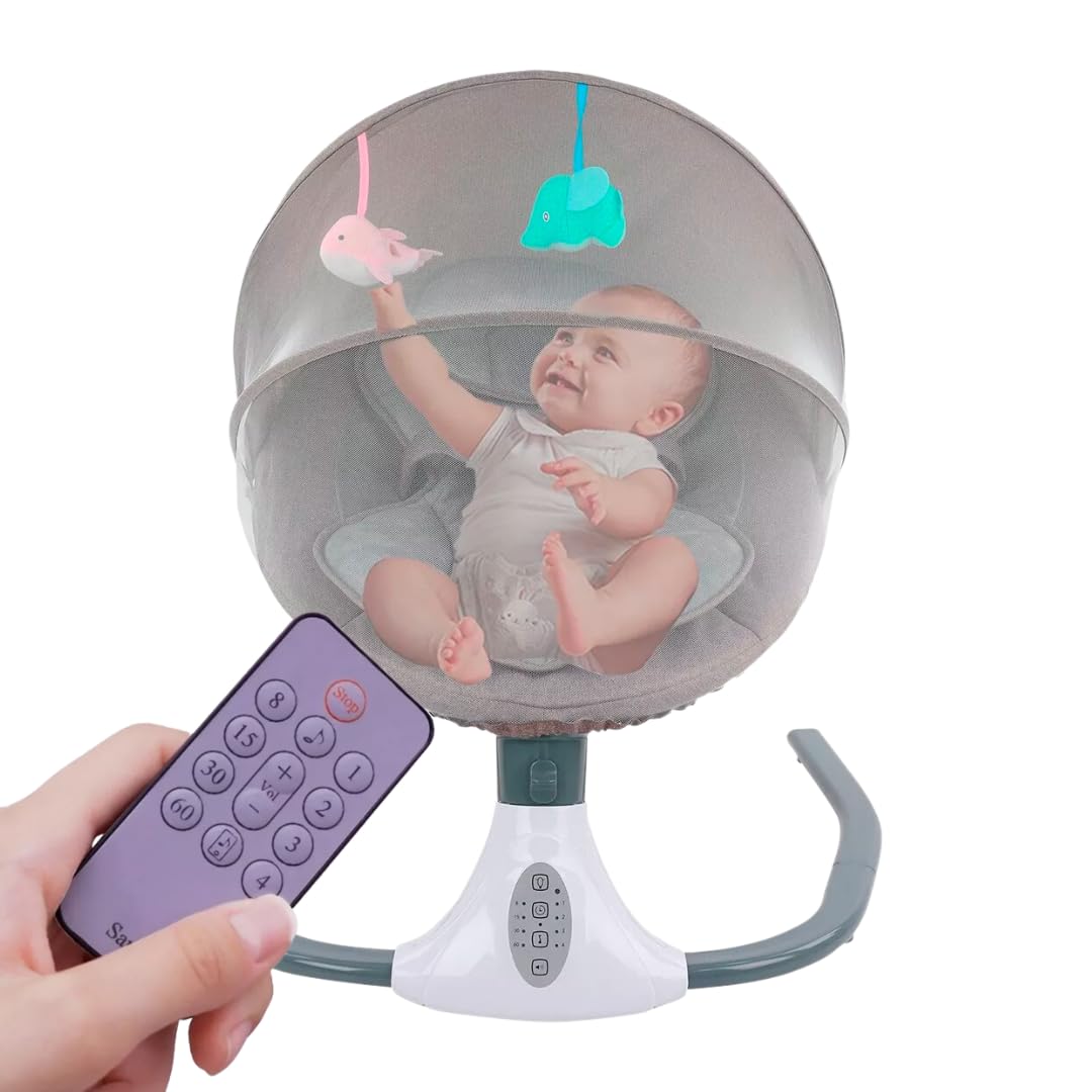 Mecedora Eléctrica SAYCHEESE con Control Remoto y Mosquitera para Bebé