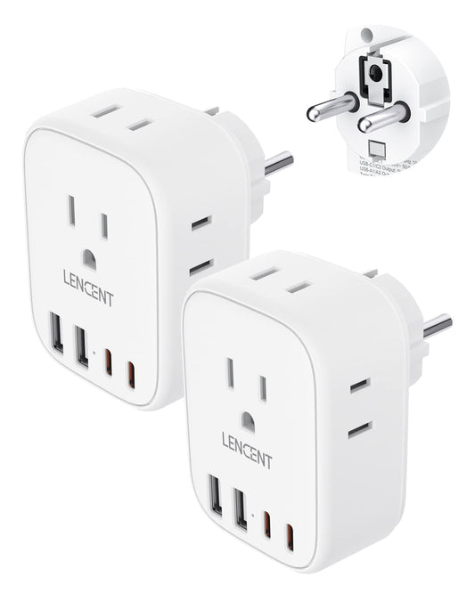 Adaptador Enchufe Europeo Schuko LENCENT Blanco 2X