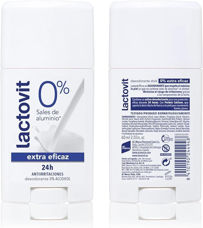 Lactovit Original Desodorante Extra Eficaz, piel normal a seca, 60ml, 3 unidades