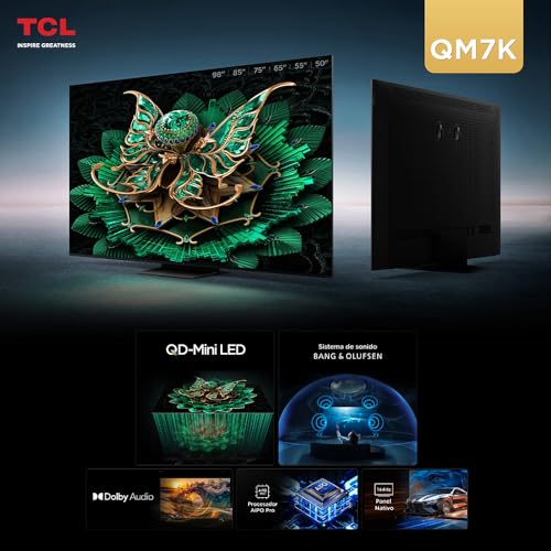 TCL Smart TV Pantalla 55" 55QM7K Google TV QLED - MiniLED 4K Google Assistant | Hands Free Voice Control | Alexa | VisionHDR10+| AiPQ™ | Micro Dimming | NITS 3000 | Panel 144 Hz