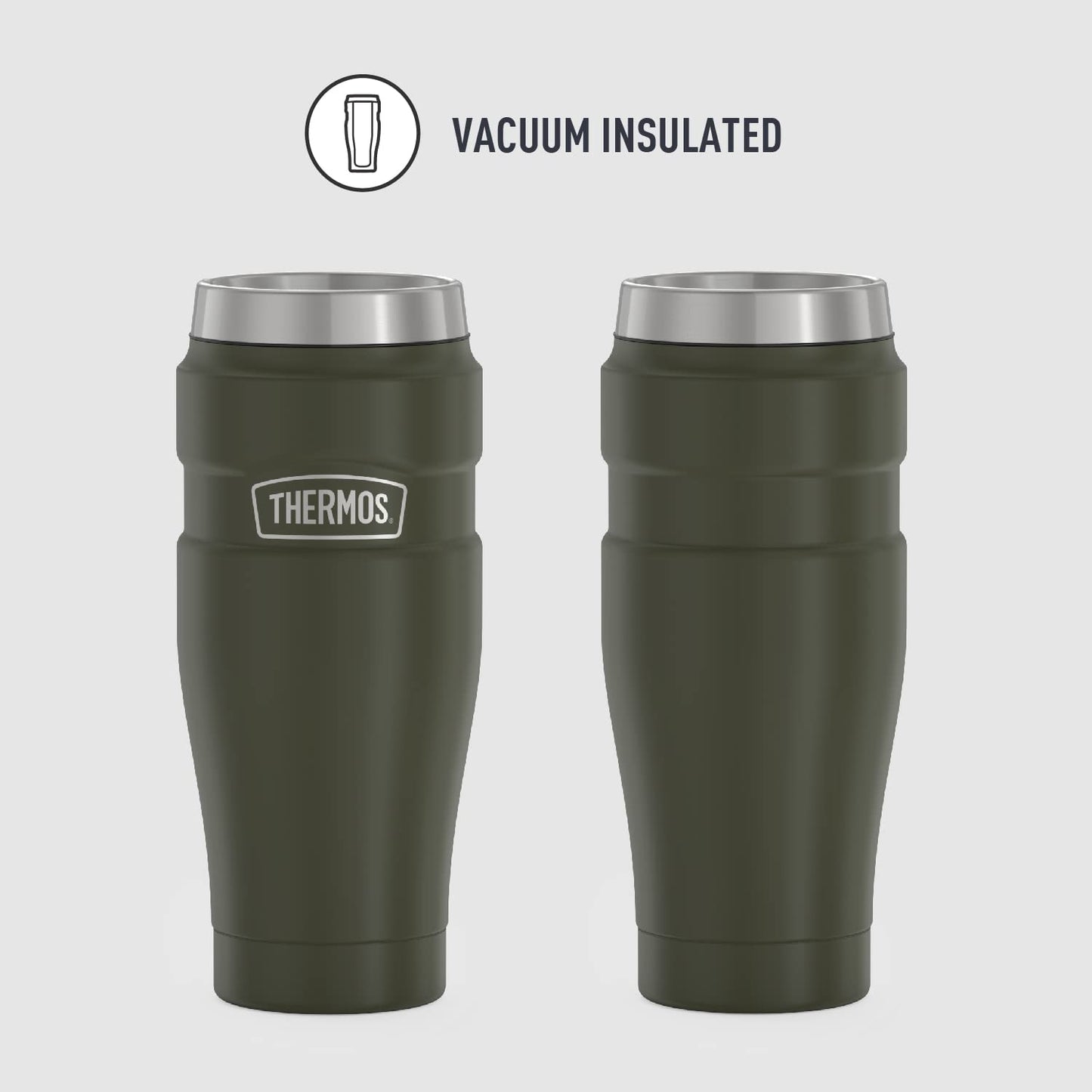 Vaso de Viaje Thermos King Acero Inoxidable 16 Onzas Verde Army