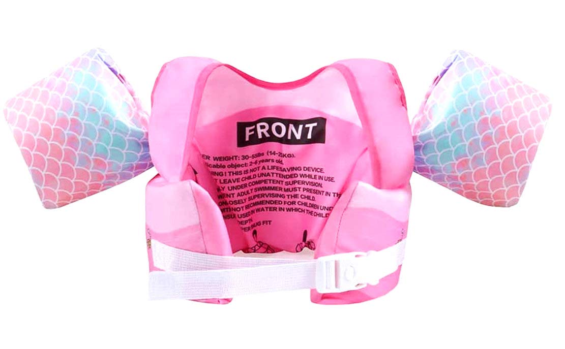 Chaleco Salvavidas para Niños Niña 2 3 4 5 6 Años Salvavidas para Bebe 30 a 55 Libras Natacion Kit con Chaleco de Seguridad y Doble Cierre para Piscina Parque Acuático Lago y Playa (Rosa)