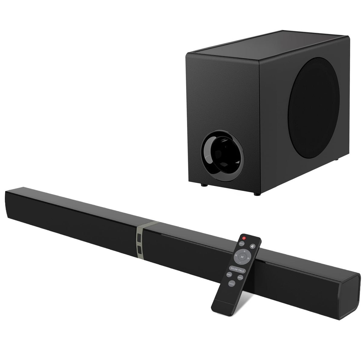 Barra de Sonido MZEIBO Negra 120 W con Subwoofer y Bluetooth 5.3 para Smart TV Surround Sound Sistema de Cine en Casa