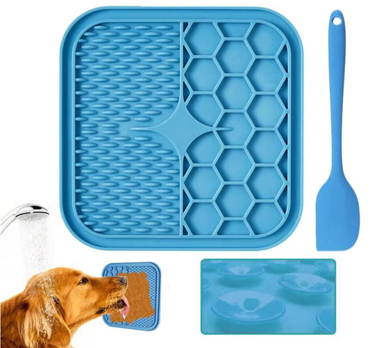 Almohadilla de Alimentación con Ventosas Antideslizantes para Perros y Gatos, Incluye Espátula de Silicona, Alivio de Ansiedad y Entrenamiento
