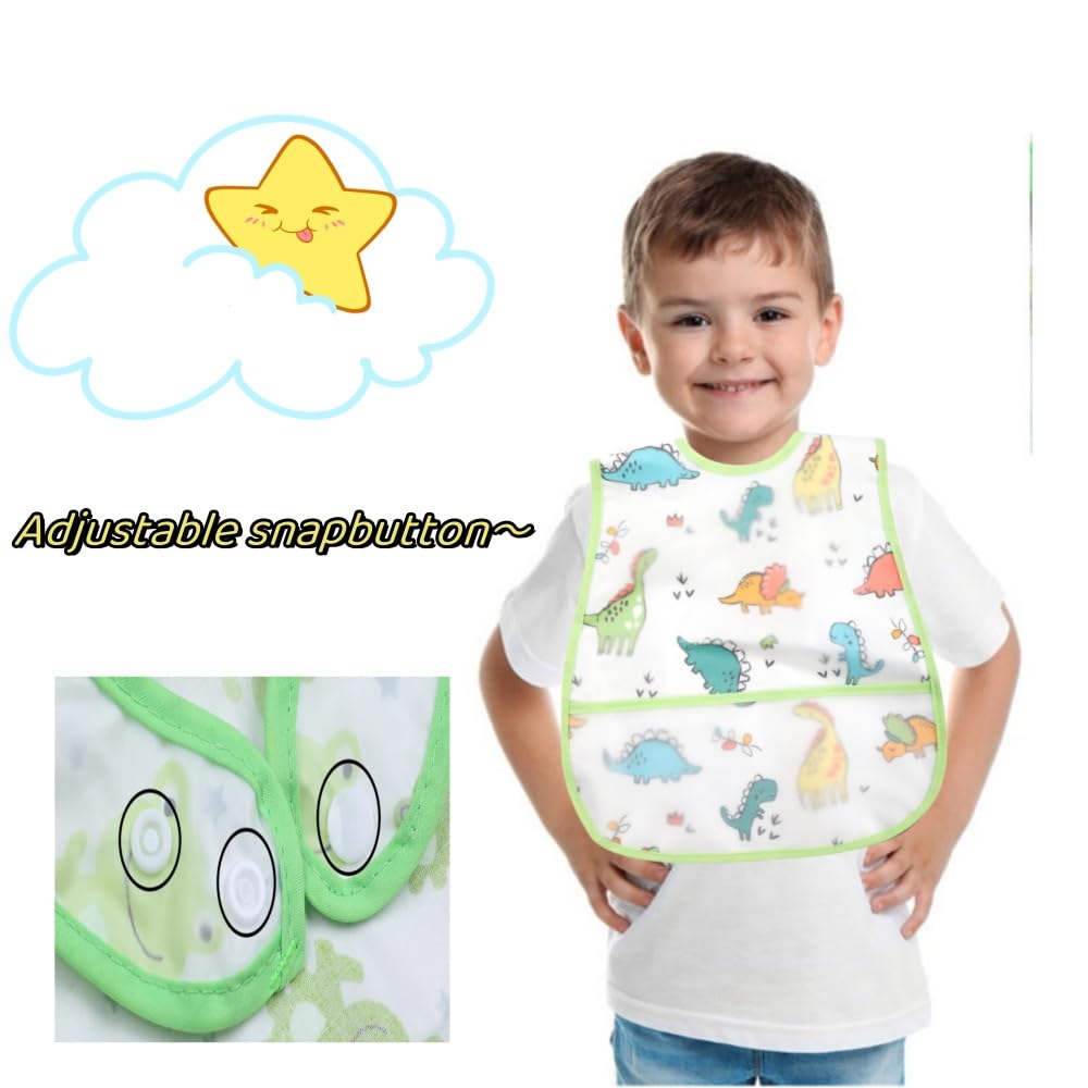 Babero impermeable para bebé, babero de alimentación con bolsillo para bebé, niño, niña, lavable de 6 a 44 m