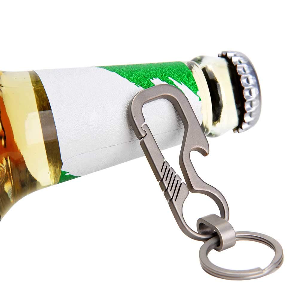 Llavero abrebotellas de titanio de liberación rápida para hombre y mujer, color plateado