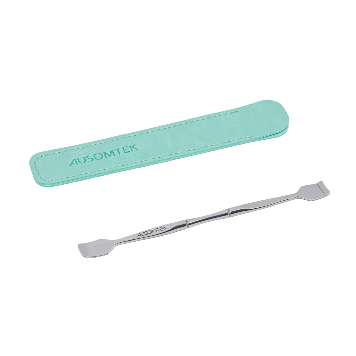 Ausomtek- Espátula de doble cabezal para puntos negros de AUSOMTEK, herramienta para preparar poros, removedor de puntos blancos, acero inoxidable, color cian