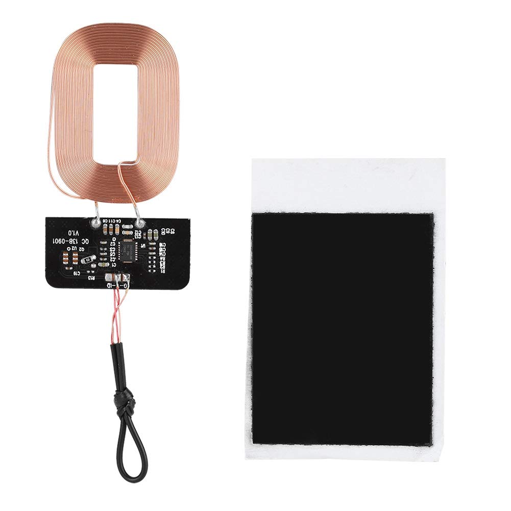 ASHATA Módulo de Receptor de Carga inalámbrico DIY Qi Módulo de Receptor de Carga inalámbrico Ultra Delgado Cargador de Bobina de Placa de Circuito, 5V 1A, Plug and Play