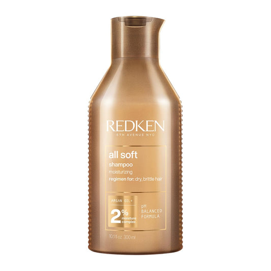 REDKEN- Shampoo All Soft | Shampoo hidratante para cabello seco y quebradizo | Proporciona hidratación profunda desde la raíz hasta la puntas | Formulado con Aceite de Argán | 300ml