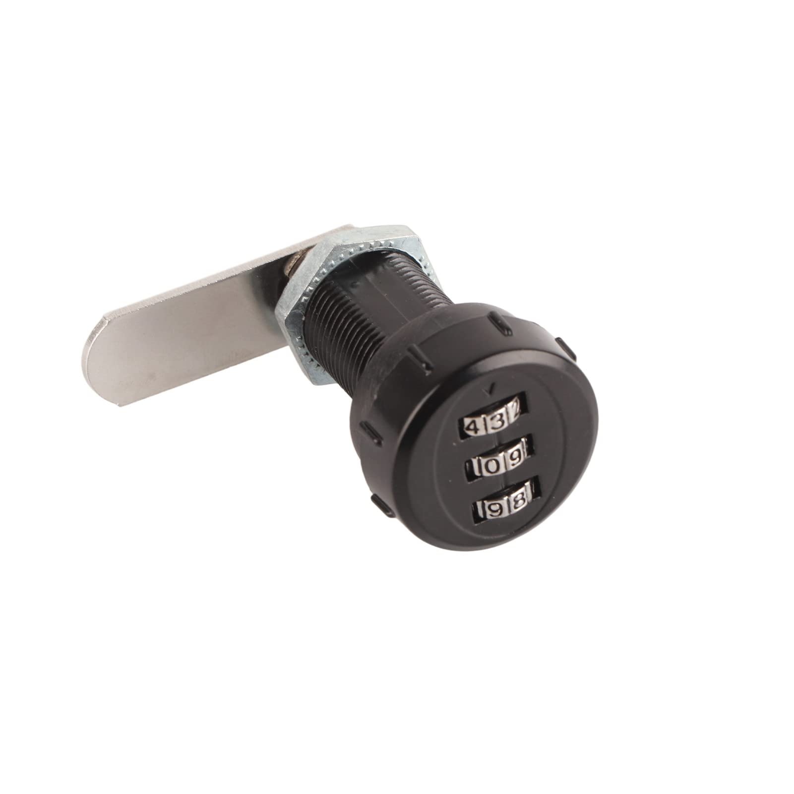 Cerradura codificada Combinación de código de 3 dígitos Plata Aleación de zinc Conveniente Cam Contraseña Cerradura Gabinete Cajón Armario Seguridad Codificación Cerradura(L=30.5 19~23mm柜厚)