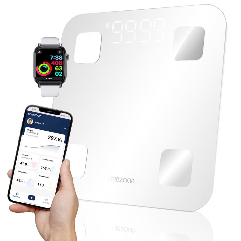 BodyView - Escala inteligente de 4 electrodos para peso corporal, báscula digital - 24 métricas - Escala con IMC, grasa corporal, mediciones de masa muscular, apto para FSA/HSA