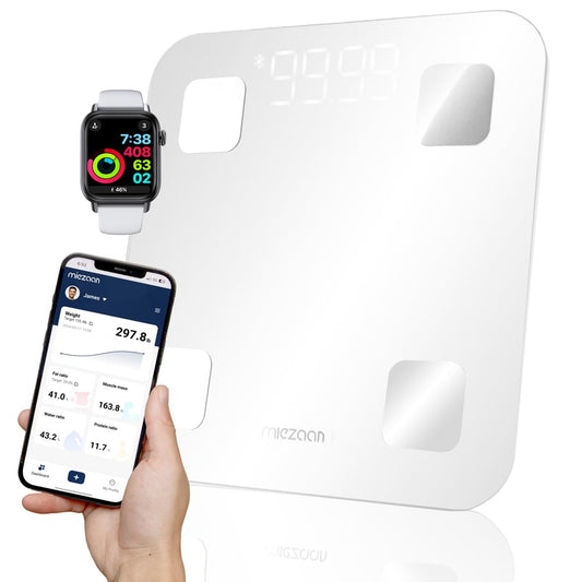BodyView - Escala inteligente de 4 electrodos para peso corporal, báscula digital - 24 métricas - Escala con IMC, grasa corporal, mediciones de masa muscular, apto para FSA/HSA