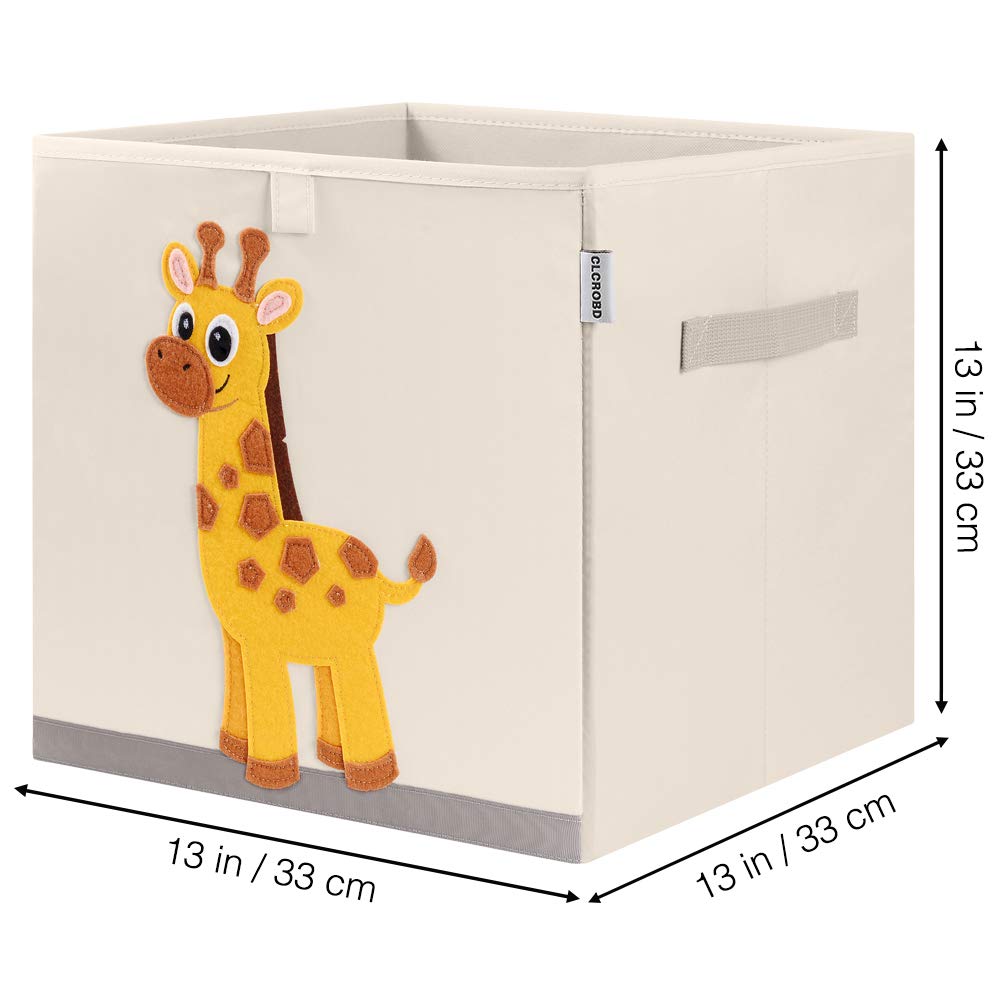 CLCROBD - Contenedores de almacenamiento de cubo animal plegables de tela, caja/cofre/organizador de juguetes para guardería de niños, 33 cm (jirafa elegante)