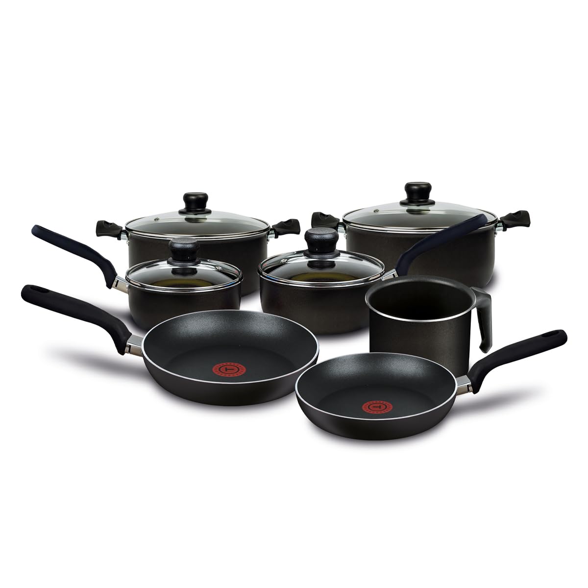 Batería de Cocina T-FAL Vital Negra Antiadherente Easy Plus de 11 Piezas