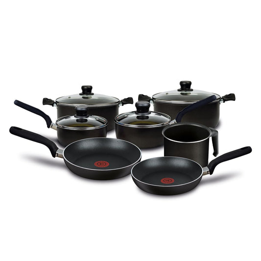 Batería de Cocina T-FAL Vital Negra Antiadherente Easy Plus de 11 Piezas