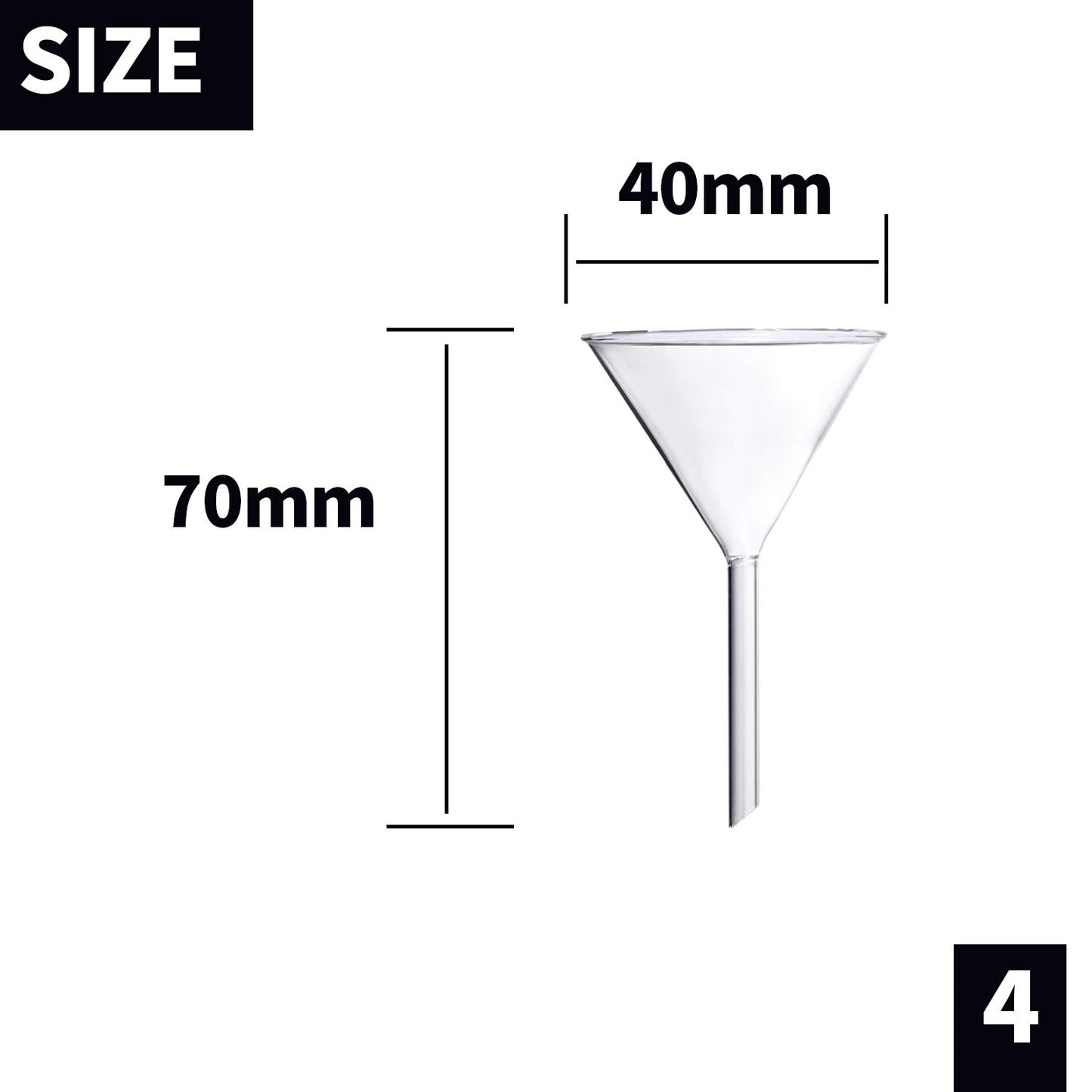 Juego de Embudos de Vidrio Young4us Transparente de Borosilicato para Laboratorio