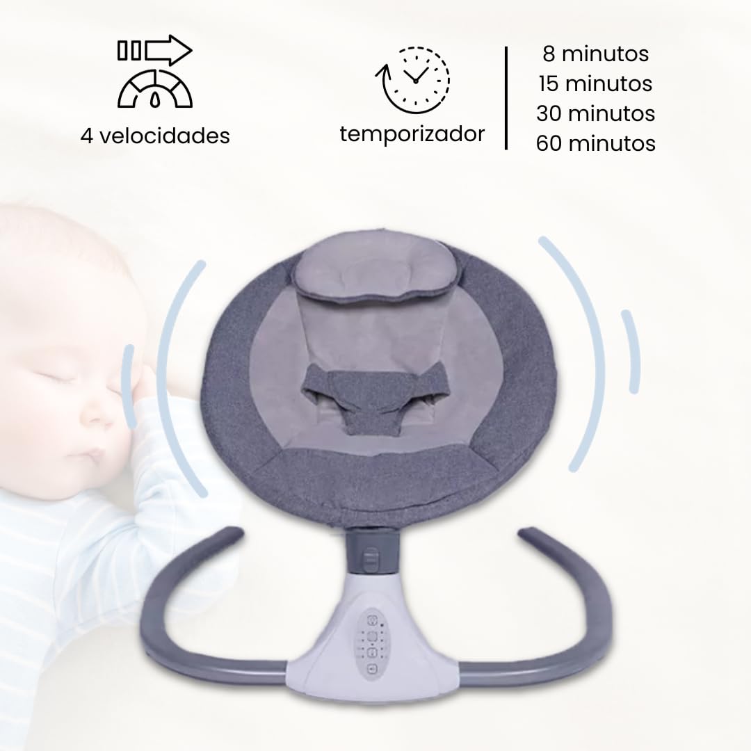 Mecedora Eléctrica SAYCHEESE con Control Remoto y Mosquitera para Bebé