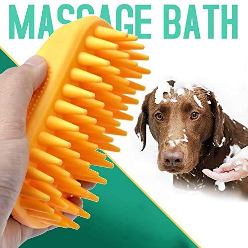 Cepillo de champú de silicona para mascotas para cabello largo y corto, mediano y grande, mascotas, perros, gatos, goma antideslizante para perros, gatos, mascotas, ratones, ducha, baño, cepillo de masaje (azul (nuevo))