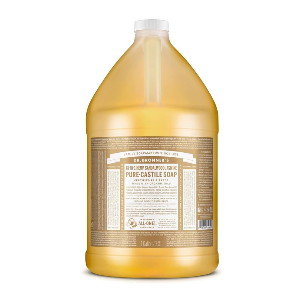 Dr. Bronner's | Jabón de castilla orgánico, ideal para todo el cuerpo, fórmula concentrada, hidratante - con aceite de Sándalo y Jazmín 3.8 L