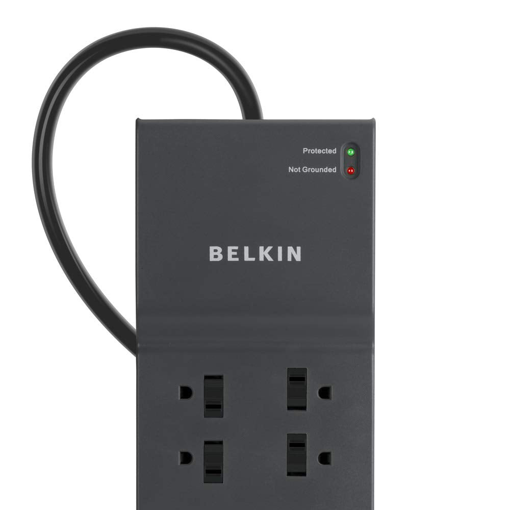 Belkin BE108230-12 Supresor de Picos, 8 Salidas, 3 Líneas de Protección CA, 3390J, Cable 3.6 metros, Gris