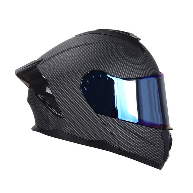 Casco para Moto Integral Boston - Casco Motocicleta Marca Edge - Visor Doble ANTIVAHO - Cascos para Motos Certificados Dot Moto - Accesorios para Moto Motocross Motocicleta Mujer Negro Carbon XL