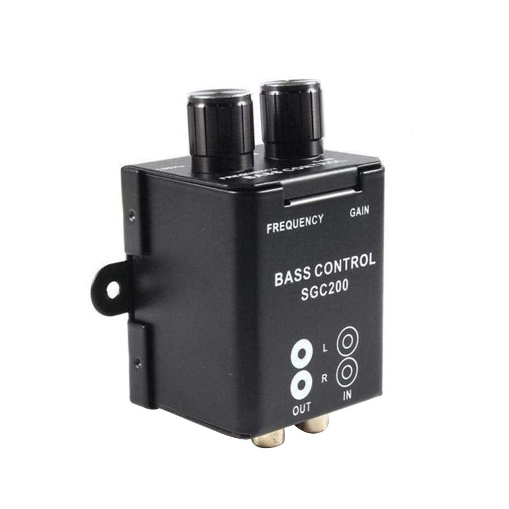 Denpetec driver de graves para coche, amplificador de audio para coche, ecualizador de subwoofer, regulador de volumen cruzado, perilla de driver de graves